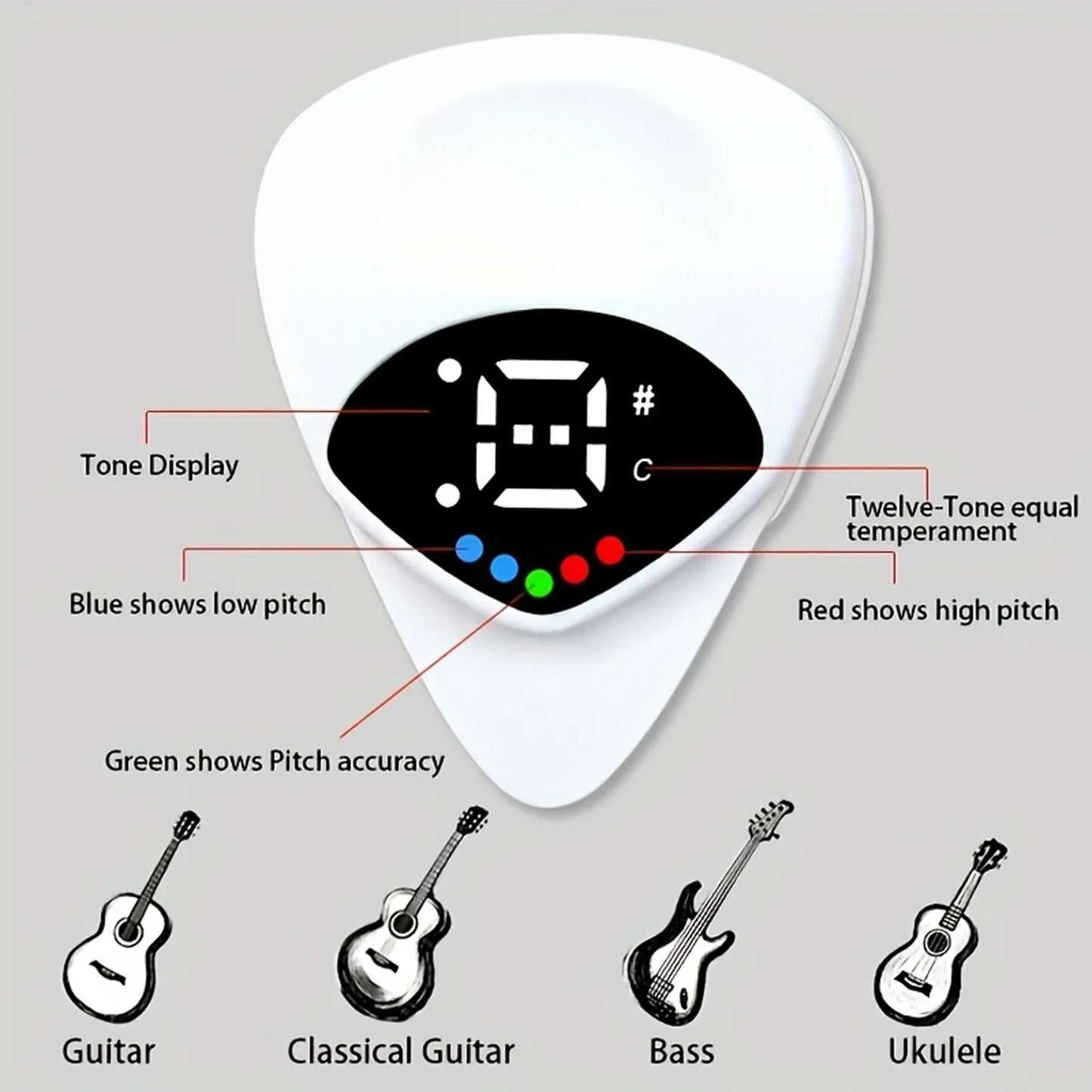 2-in-1 Guitar Pick & Tuner