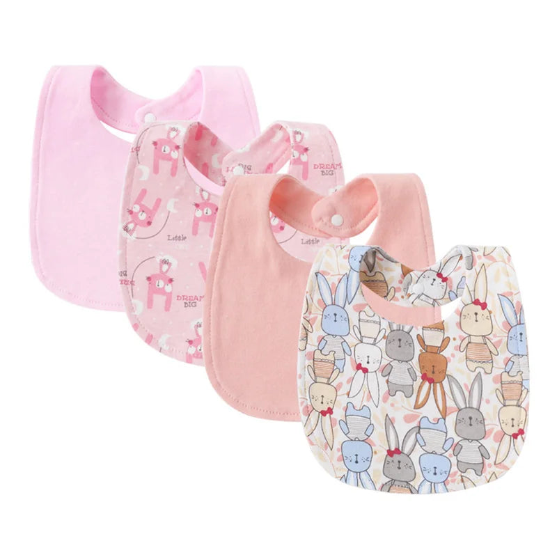 4 Pcs/lot Baby Bibs Double Layer