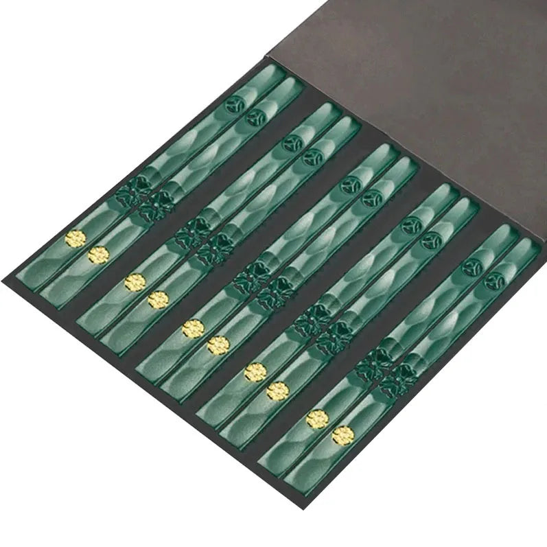 5 Pairs Stainless Steel Non-Slip Chopsticks Set