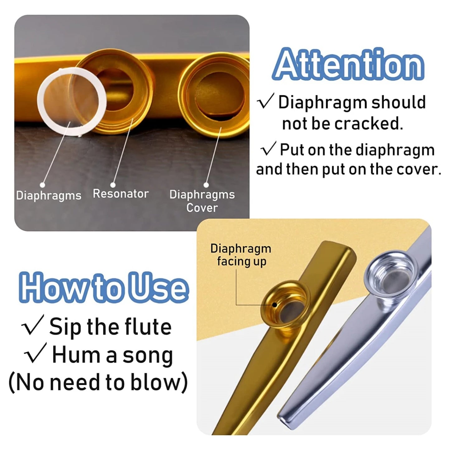 Metal Kazoo Musical Instruments Flutes
