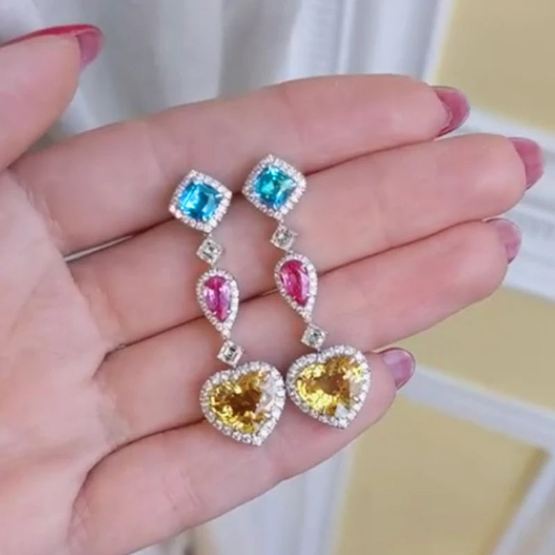 Huitan Luxury Colorful Cubic Zirconia Earrings