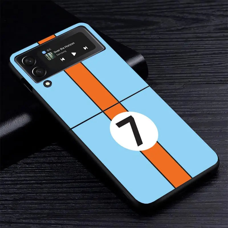 Car Blue Orange Stripe Z Flip Case