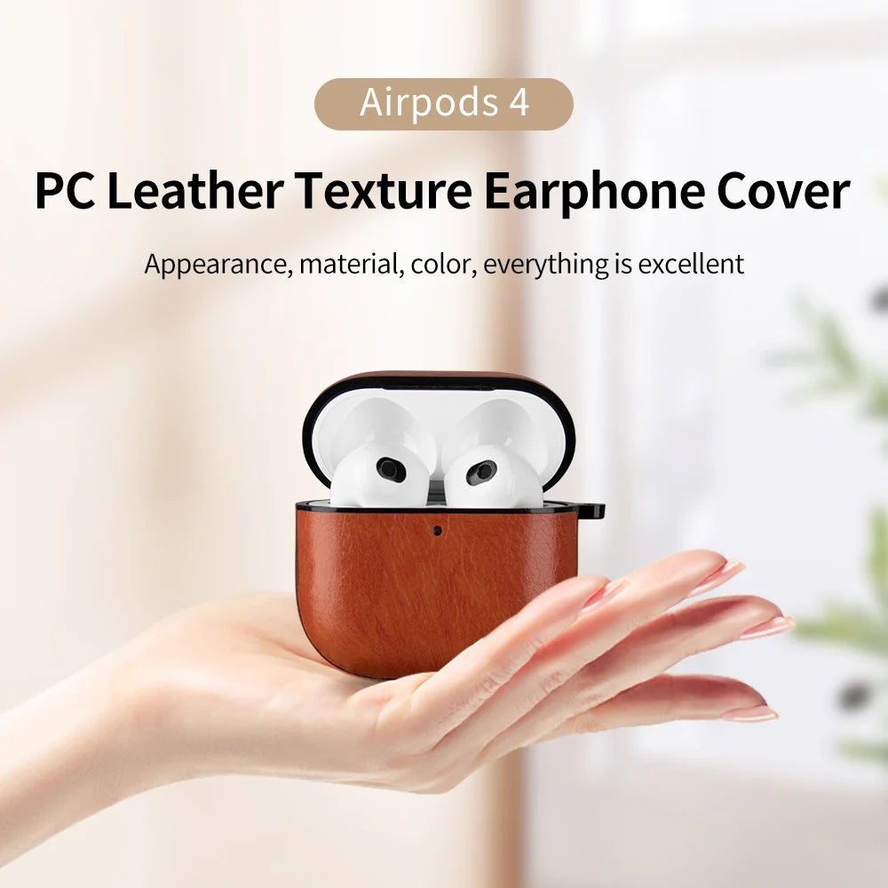 PU Leather Earphone Case For Apple AirPods With Keychain