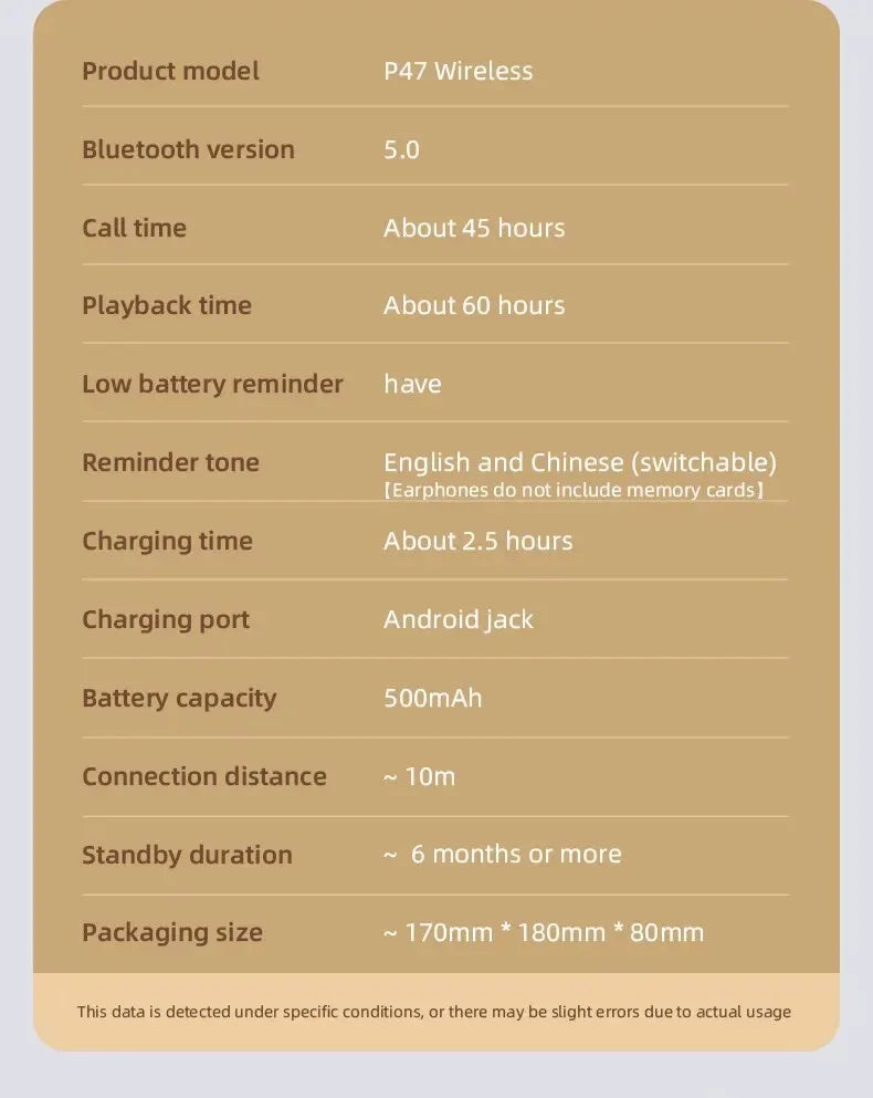 P47 Wireless Bluetooth Foldable Headphones