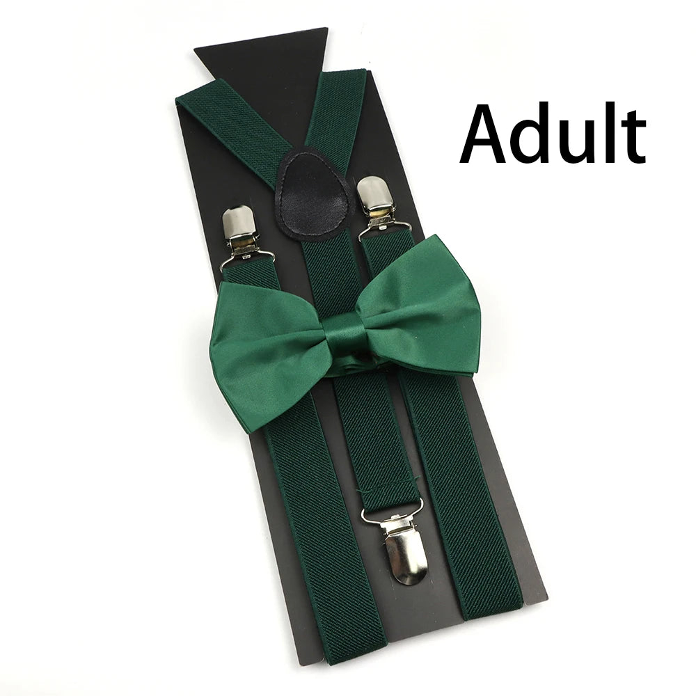 Solid Color Elastic Leather Suspenders