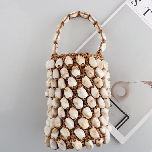 Mini Beaded Crochet Bucket Bag for Women
