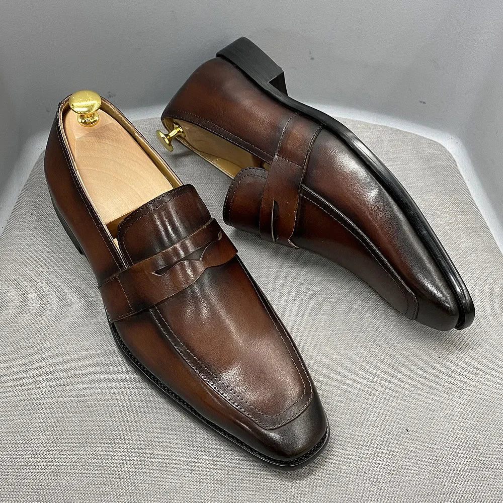 Genuine Cow Leather  Men Penny Loafers