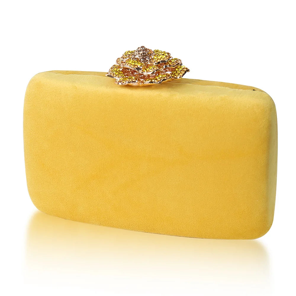Diamonds Flower Velvet Evening Bag