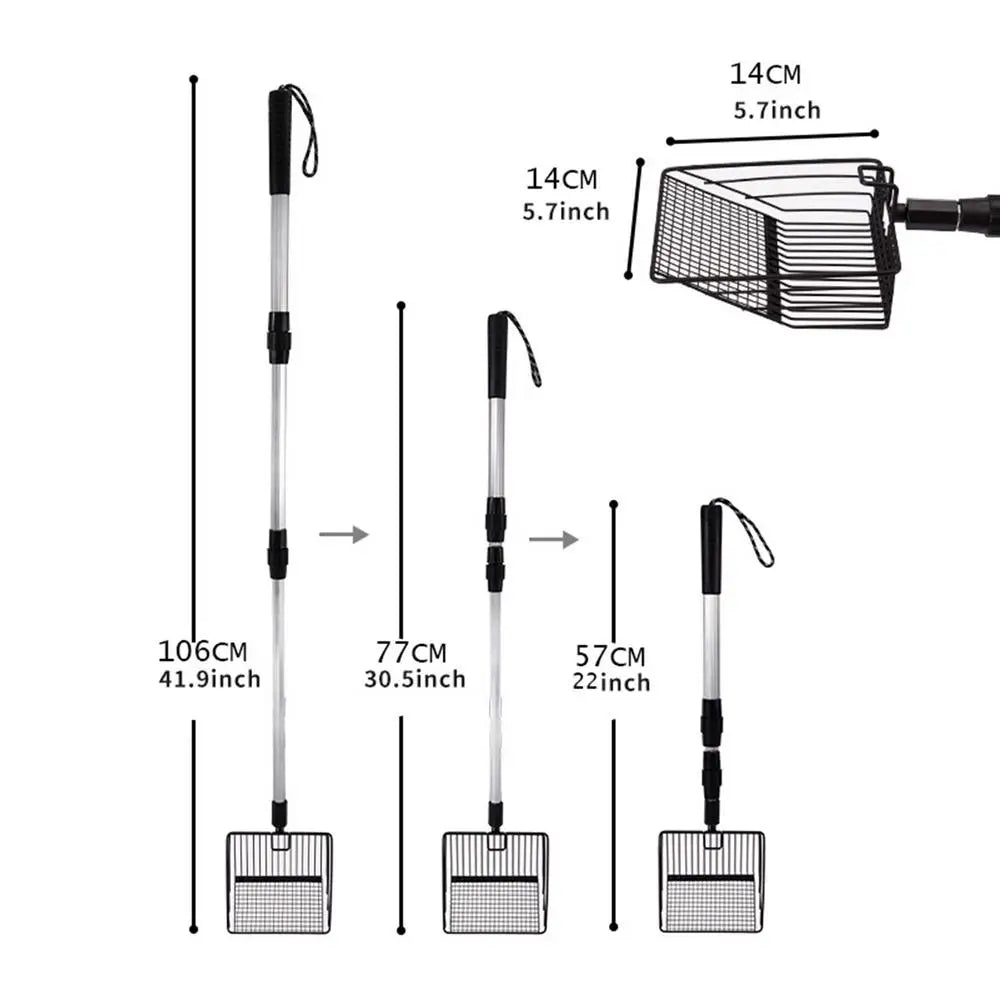 Extendable Metal Cat Litter Scoop with Long Handle