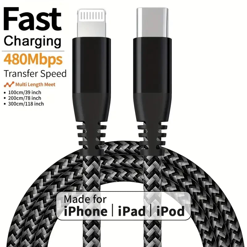 USB-C to Lightning Braided Fast Charging Cable