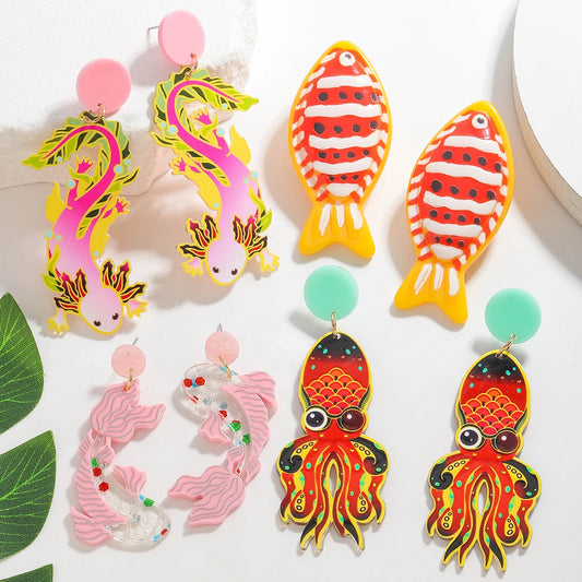 Creative Acrylic Fish Octopus Earrings