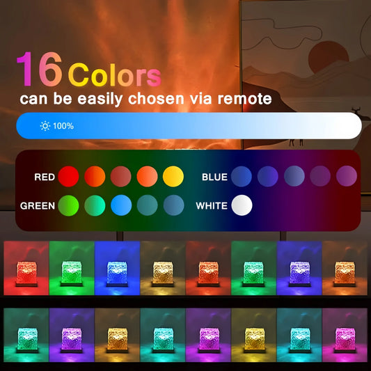 16-Color Ocean Wave Aurora Projector Night Light