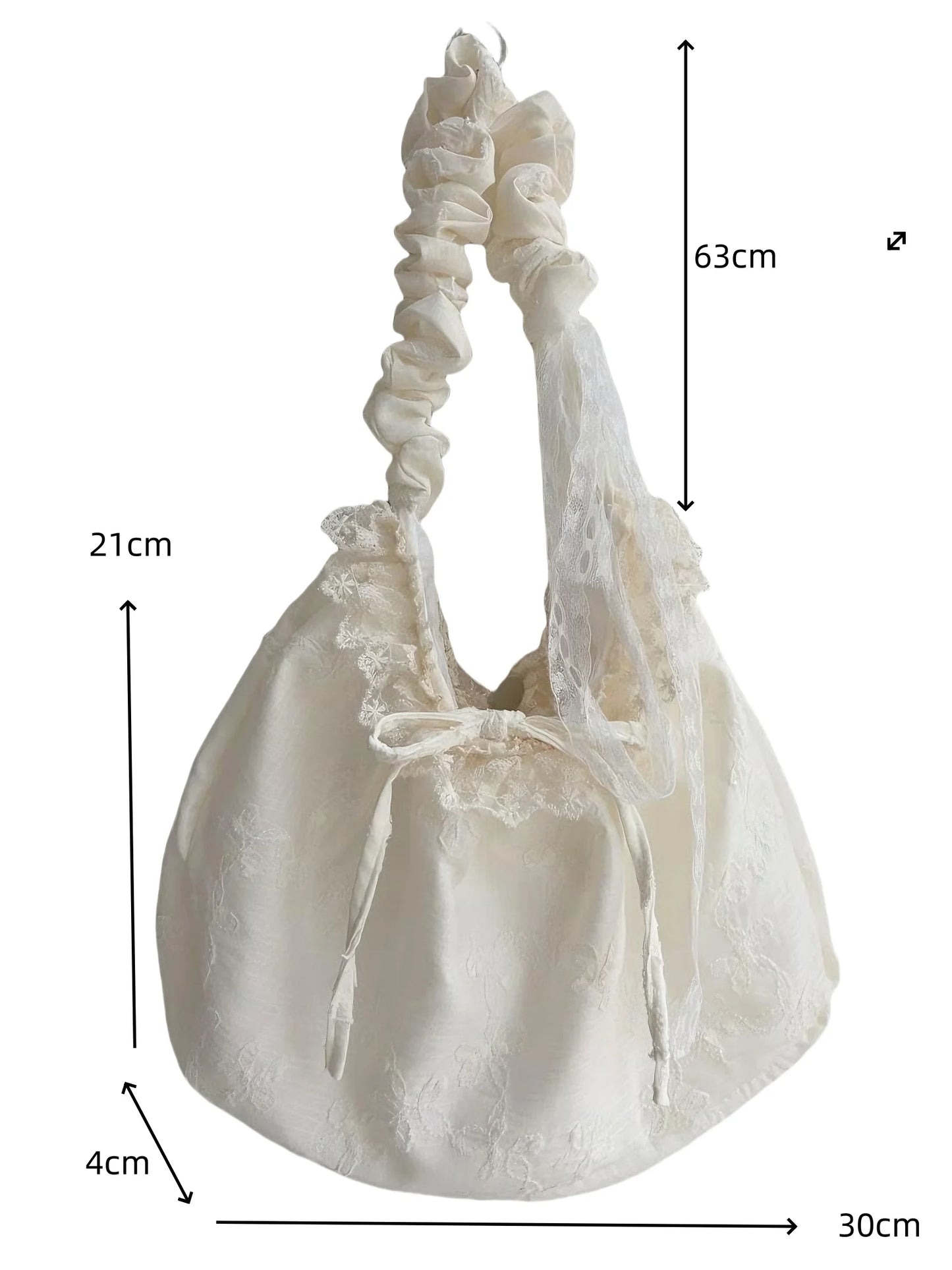 Lace Ruffle Shoulder Bag with Bow