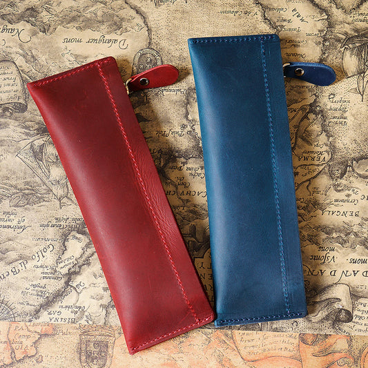 Genuine Leather Handmade Zipper Pencil Case