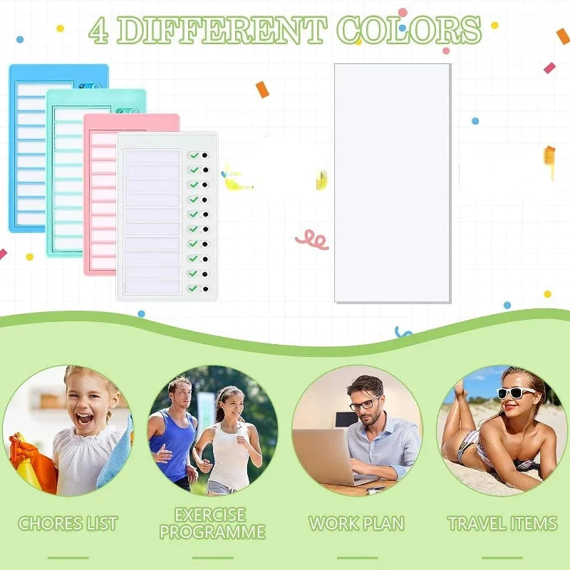 1 Pcs Chore Chart with 5 Pcs Blank Card,Plastic Checklist Board