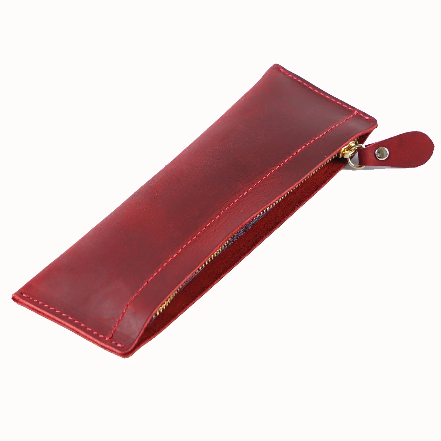 Genuine Leather Handmade Zipper Pencil Case