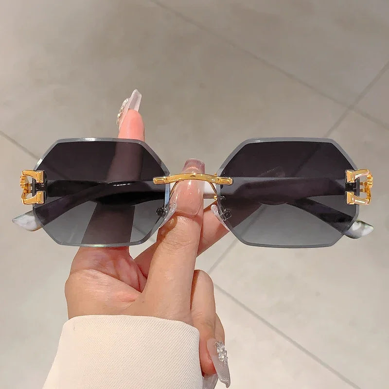 Vintage Rimless Polygon Sunglasses