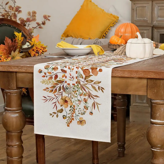 Autumn Wildflower Linen Table Runner