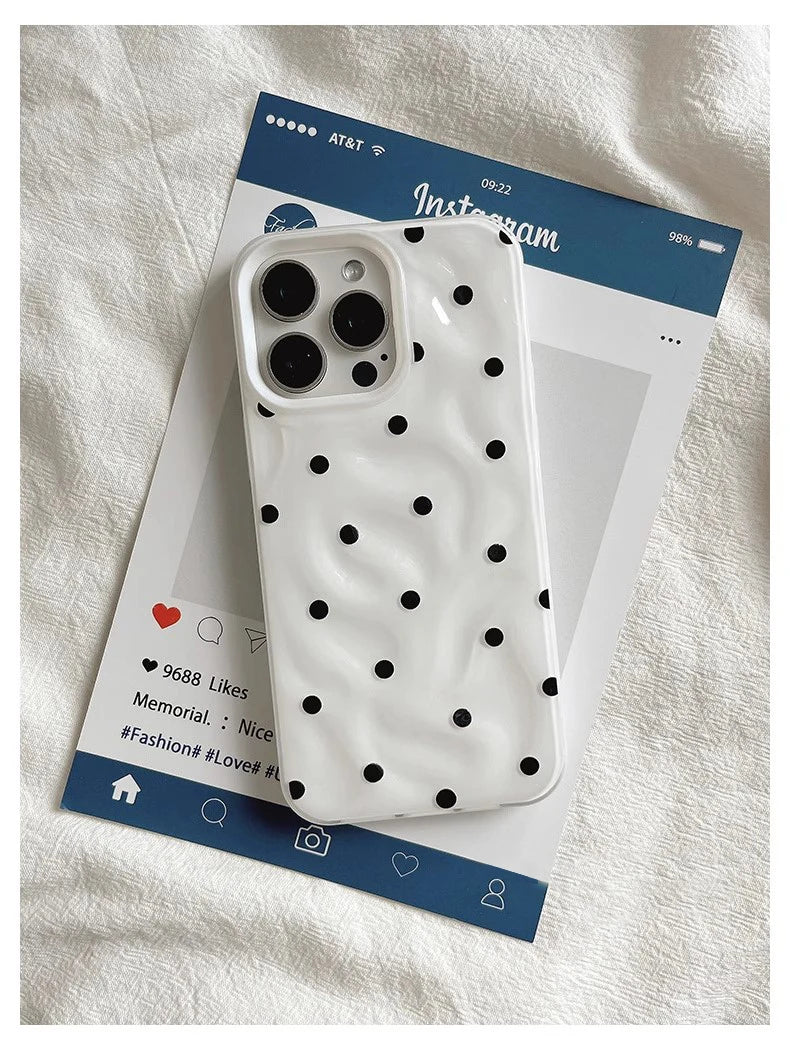 Love Polka Dot Folds Texture Phone Case For IPhone