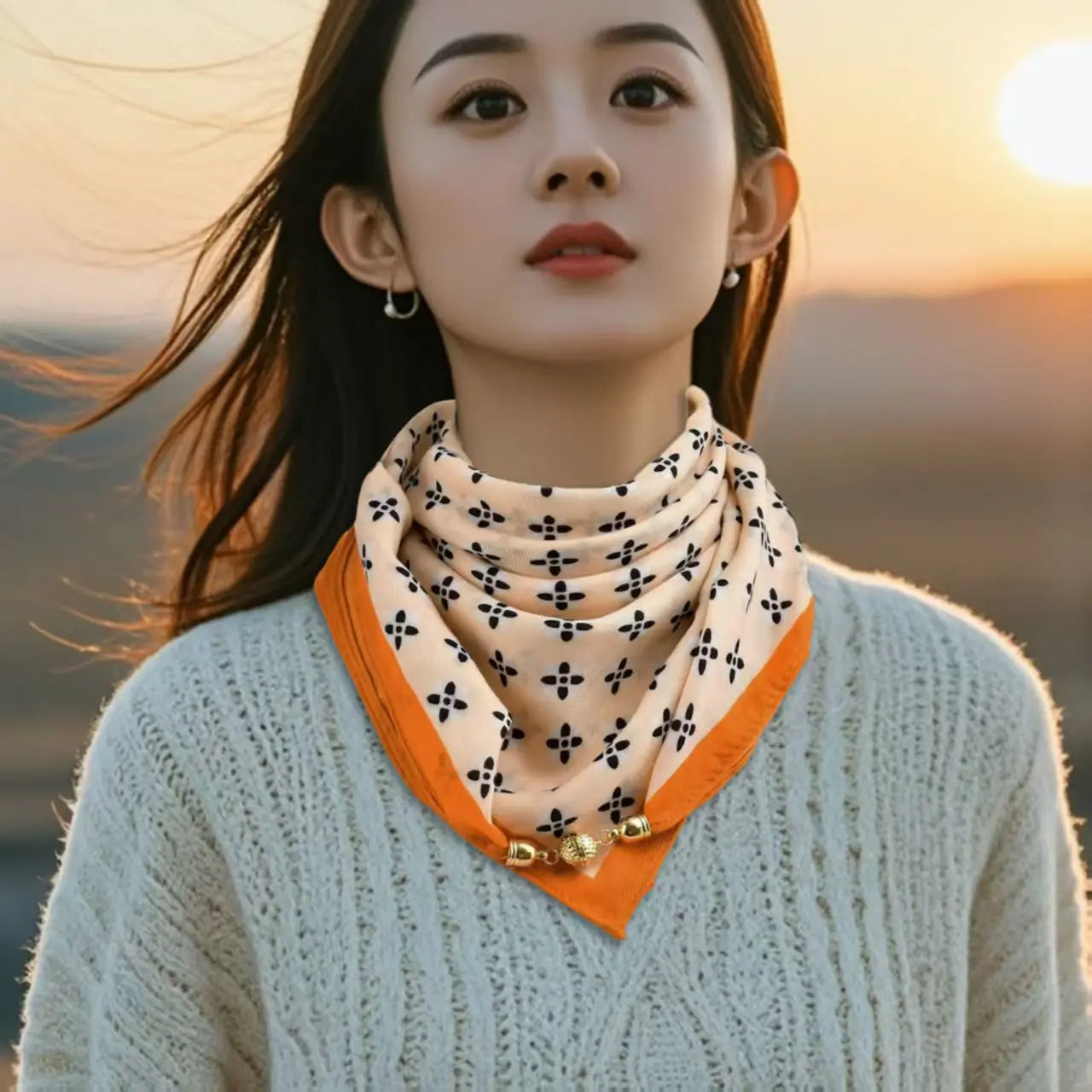 Luxury Design Magnetic Square Scarf