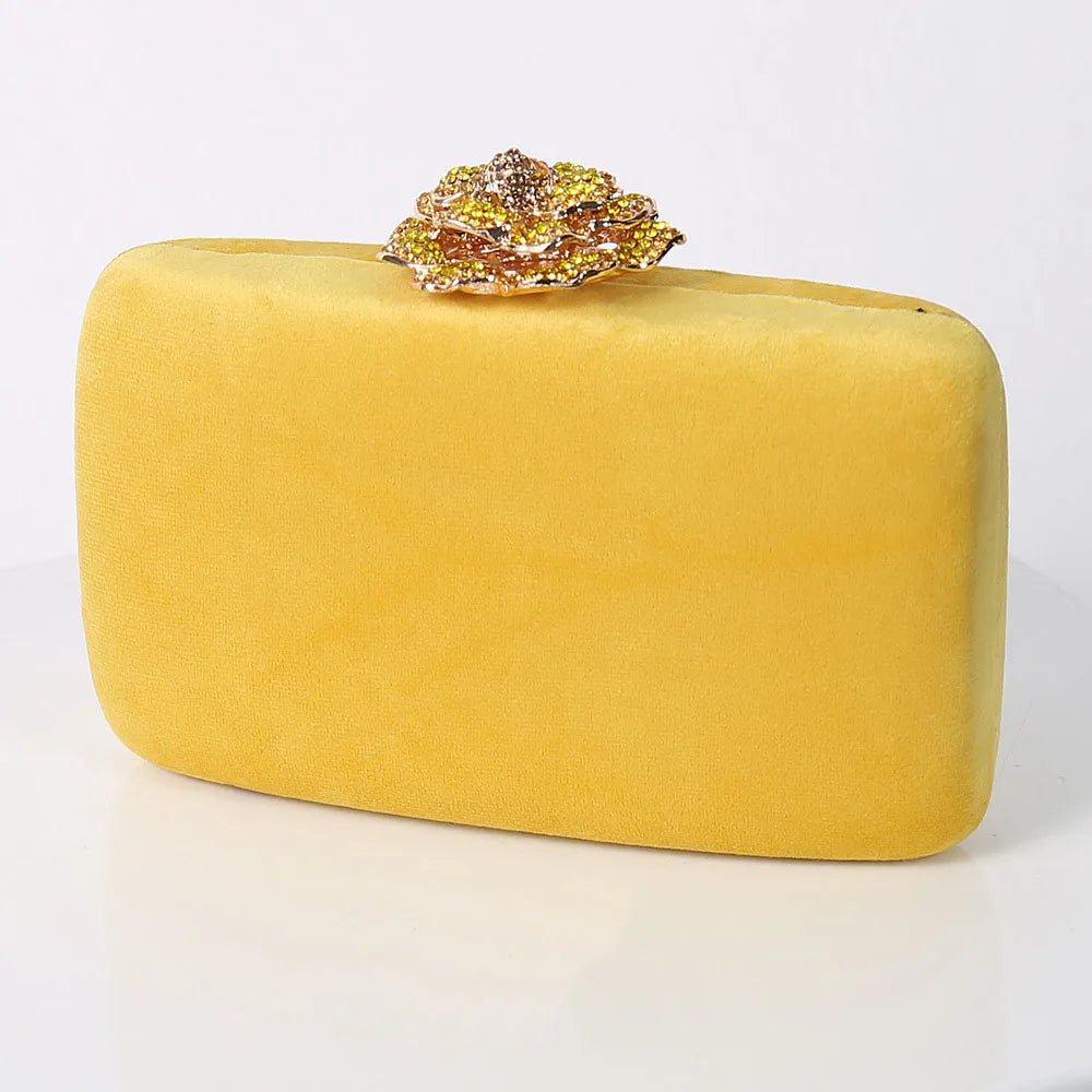 Diamonds Flower Velvet Evening Bag