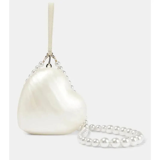 Pearl Handle Heart Evening Bag