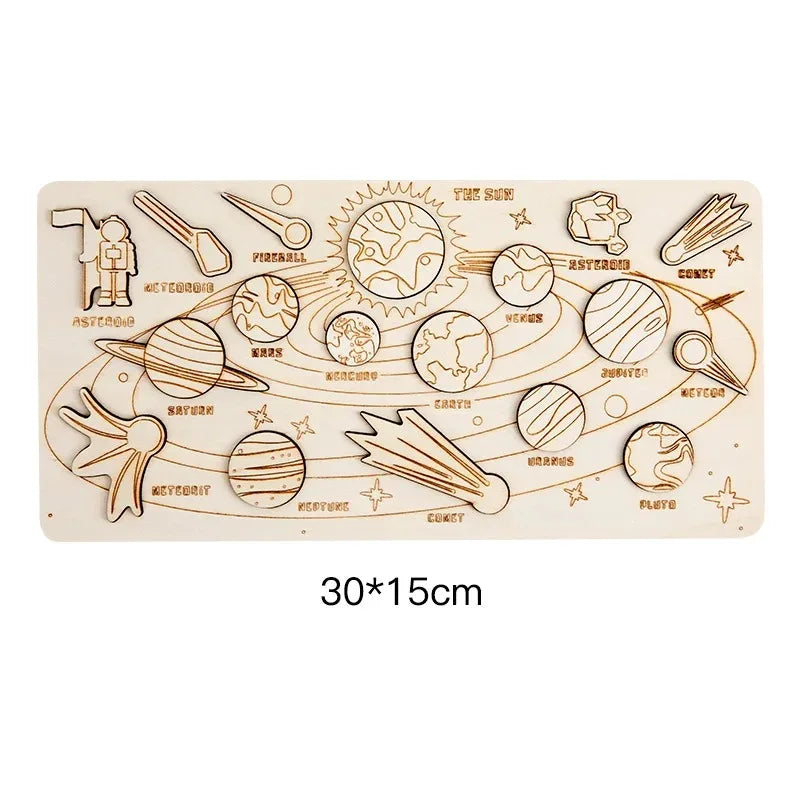 Children Montessori Wooden Solar System Planets Game