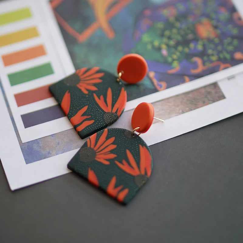 Art Floral Pattern Earrings