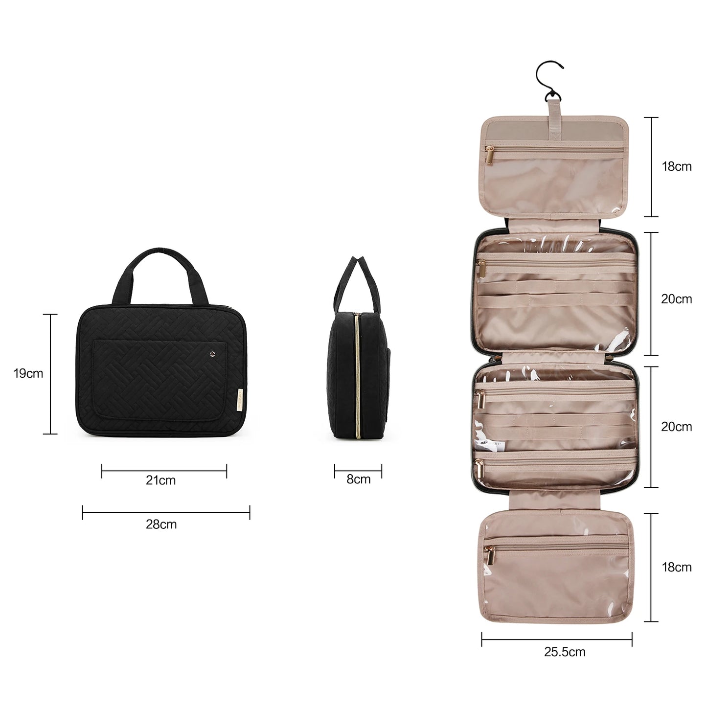 Makeup Cosmetic Bag with Hanging Hook Water-resistant