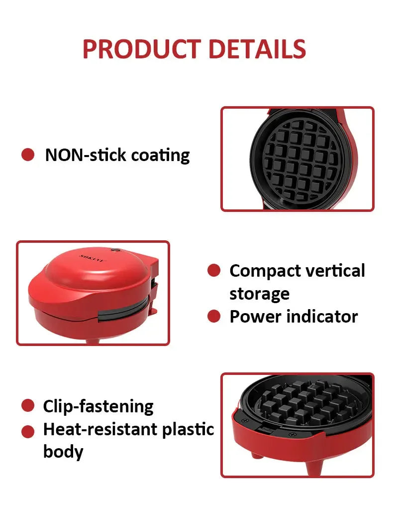 Houselin Mini Waffles Maker with 5 Removable Plates