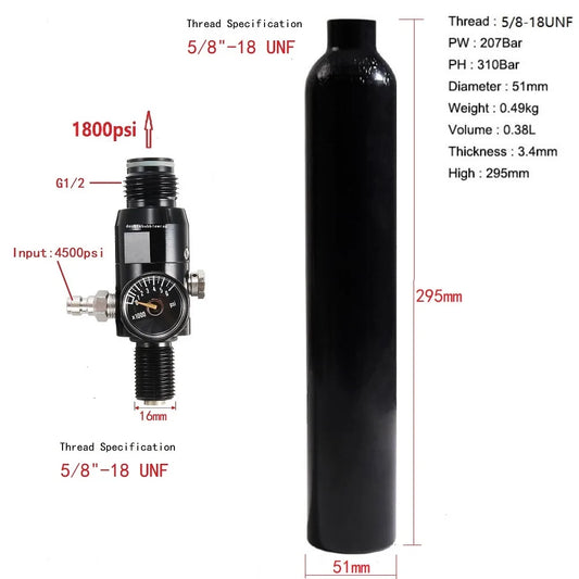 0.38L Aluminum Compressed Air Tank – 3000 PSI