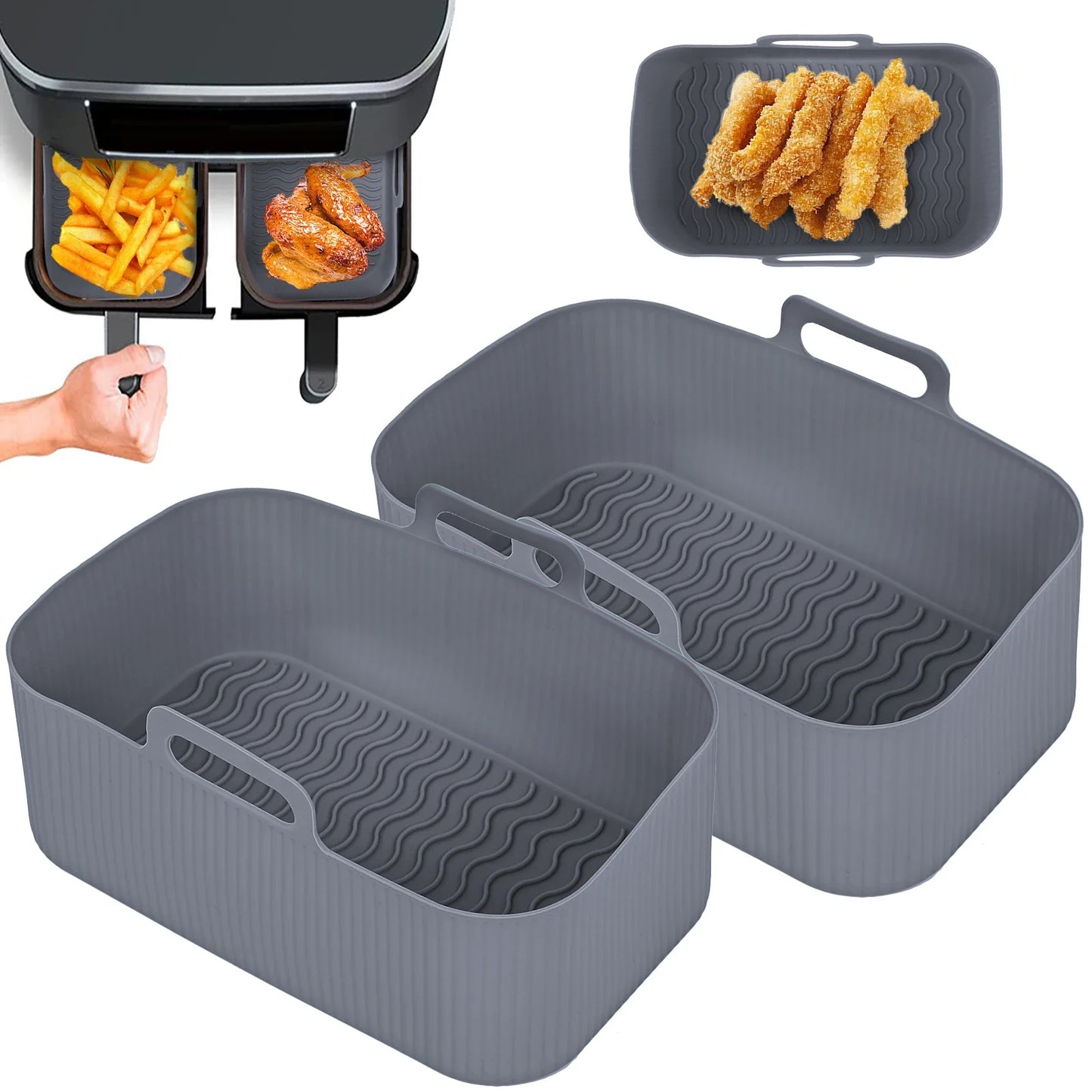2Pcs Air Fryer Silicone Tray