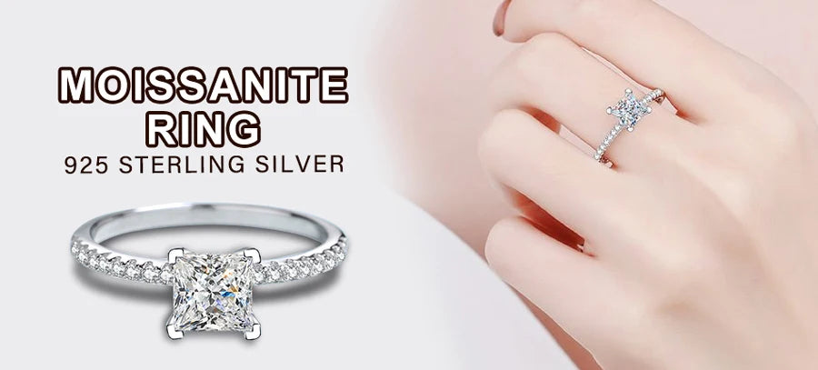 NKHOG 3 Carat Marquise Cut Moissanite Ring