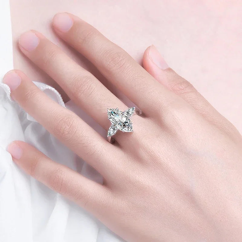 NKHOG 3 Carat Marquise Cut Moissanite Ring
