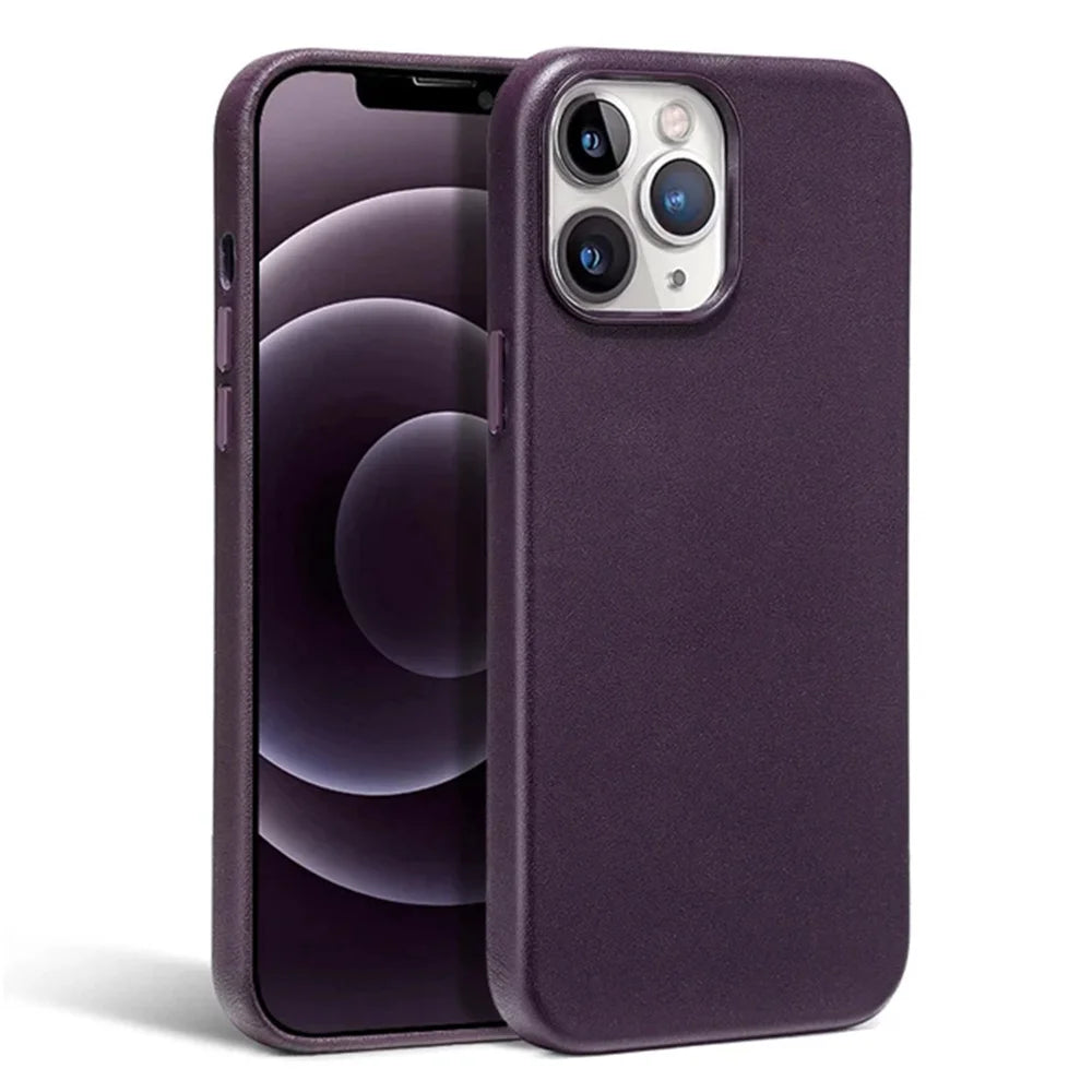 Luxury Leather Magnetic Wireless Charging Case For iPhone