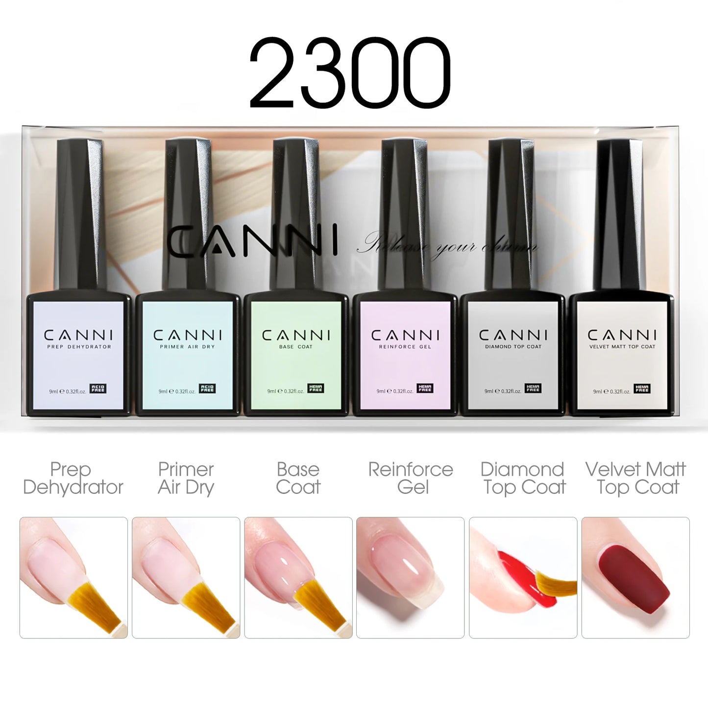 2/6pcs/kit CANNI HEMA FREE Nail Gel Polish Kit Semi Permanent