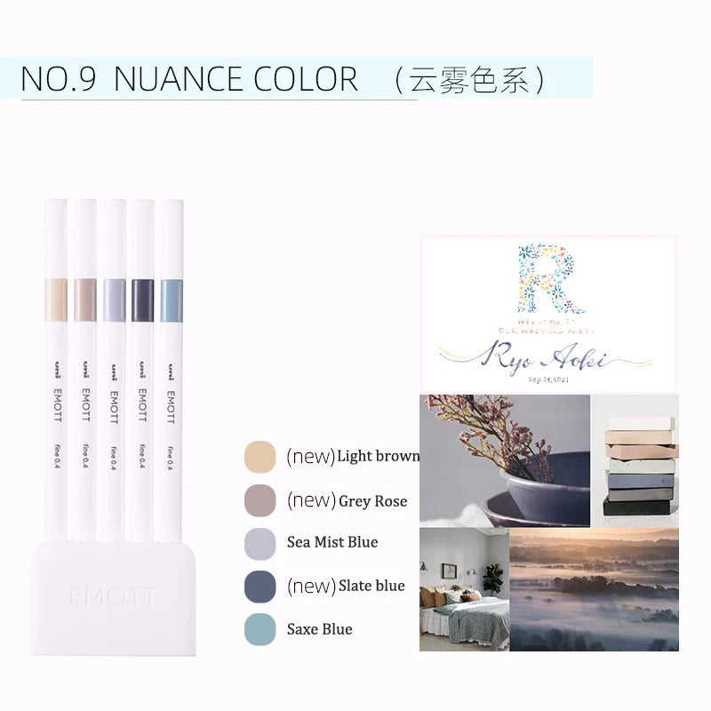 5pc Uni EMOTT Fiber Marker Pen water-based