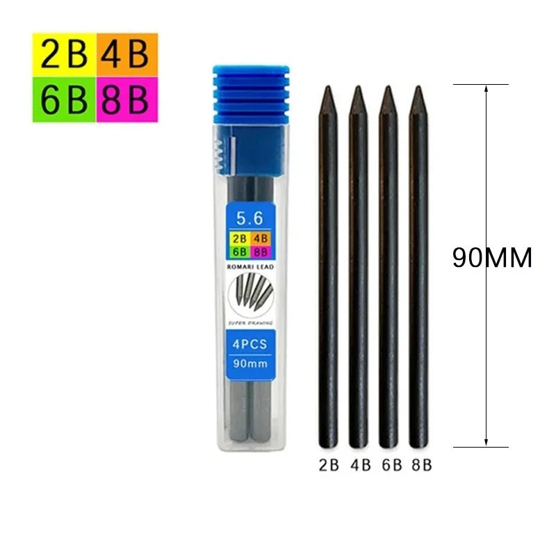 1Pack 5.6 mm Lead 2B/4B/6B/8B Graphite Lead Refill