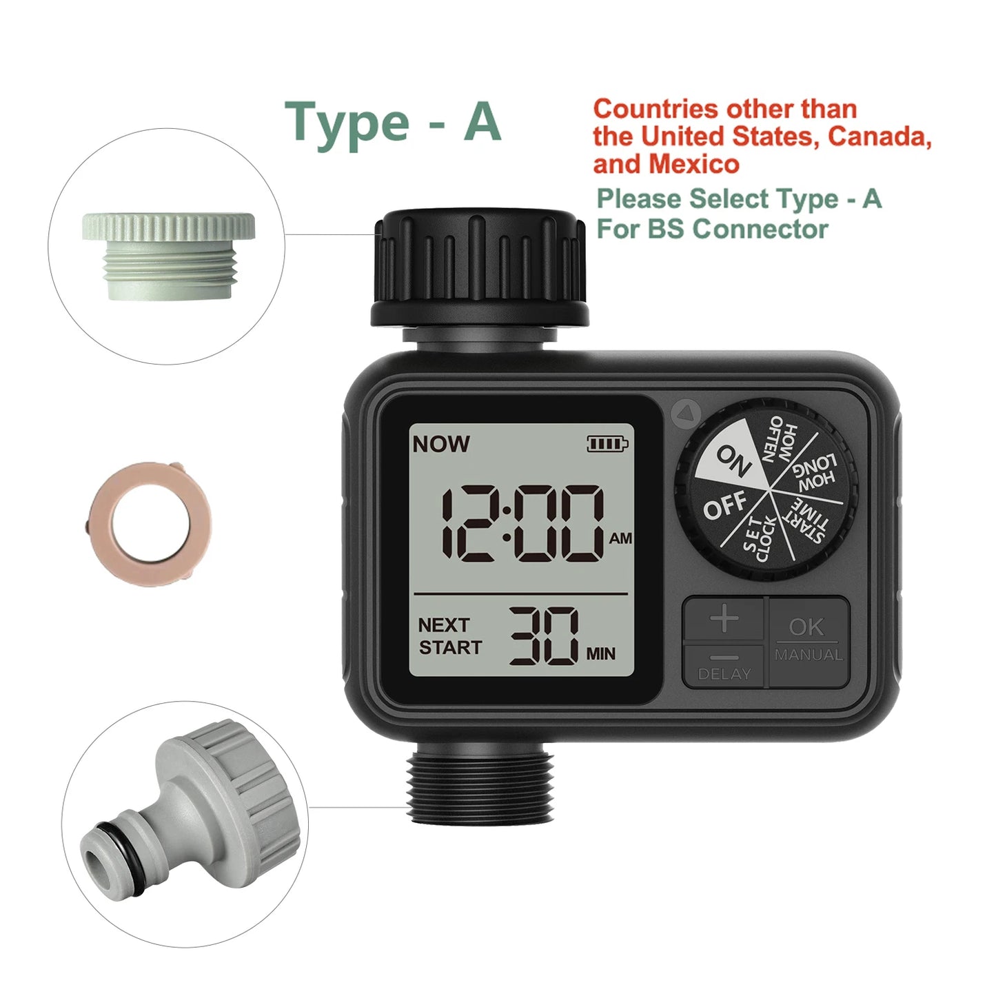 Programmable Automatic Irrigation Timer for Garden Hoses