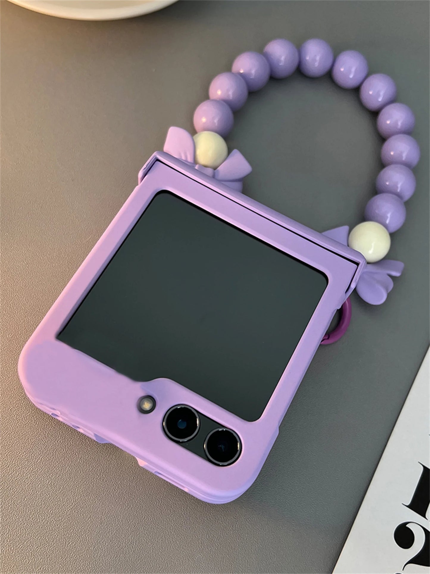 Purple White Bow Bracelet Phone Case for Samsung