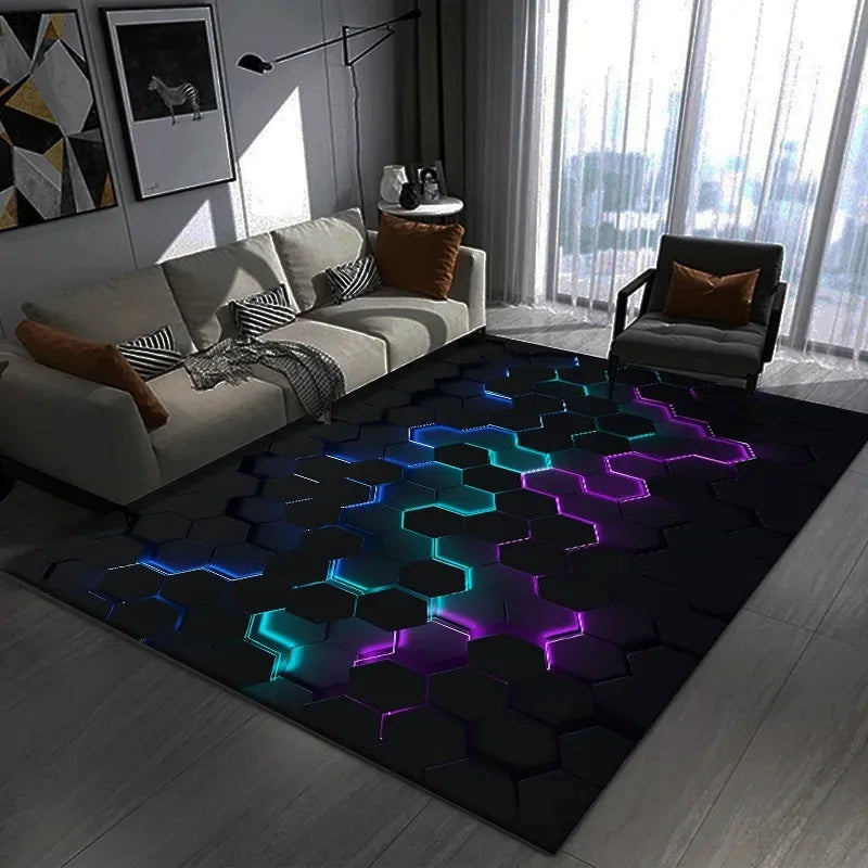 Dazzling 3D Visual Geometry Pattern Carpet