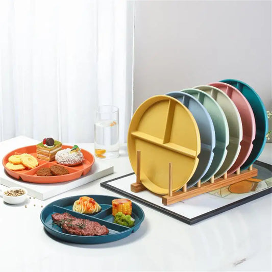 Divided Dish In 3 Reusable Round Dinner Plate