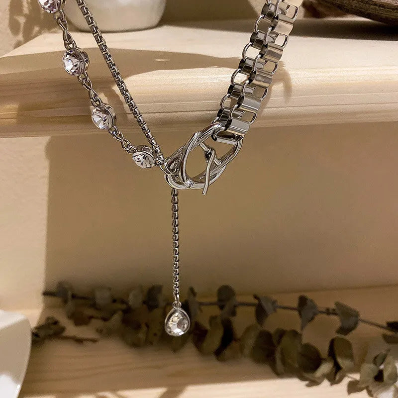 Geometric Crystal Choker Pendant Necklace