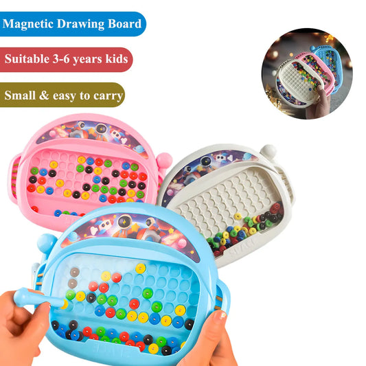 1 Pc Children's Magnetic Doodle Board with Pen & Beads
