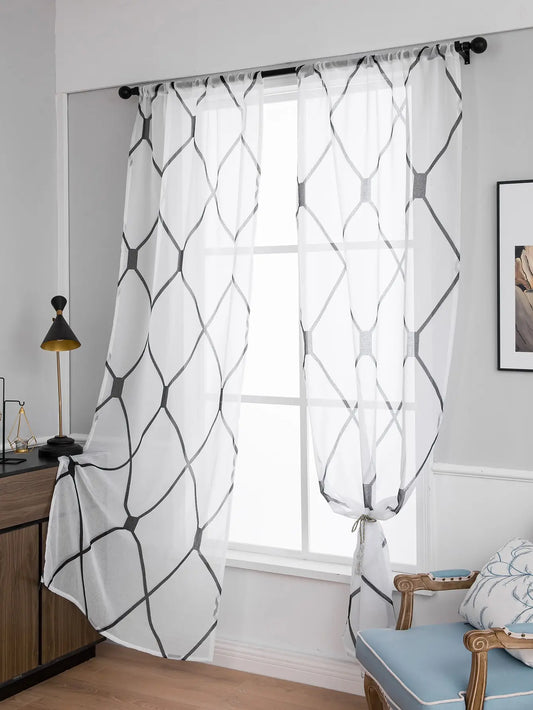 White Sheer Mesh Curtains