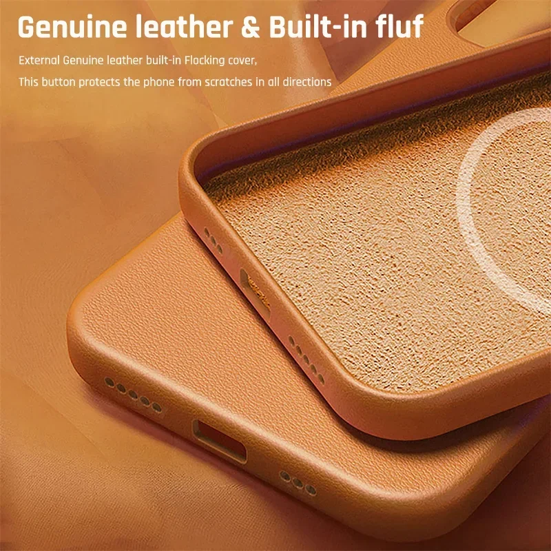 Luxury Leather Magnetic Wireless Charging Case For iPhone