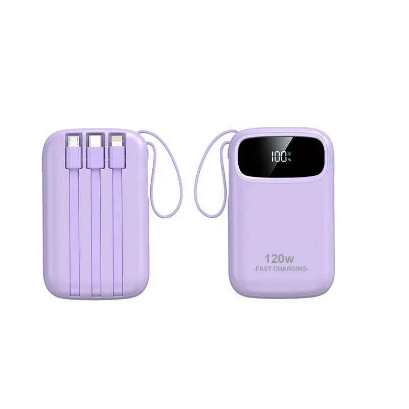 120W Fast Charging Power Bank with Built-in Cable