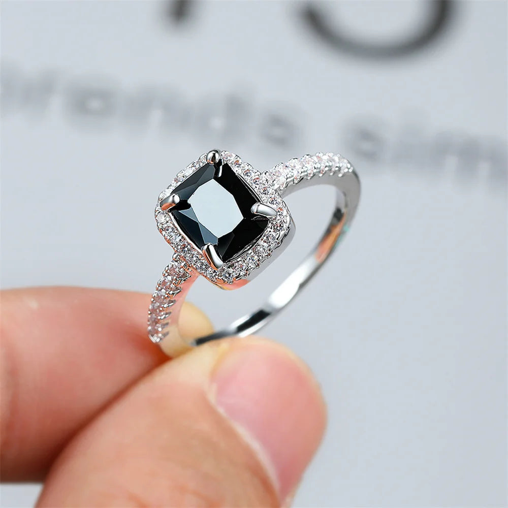 Luxury Black Zircon Stone Ring