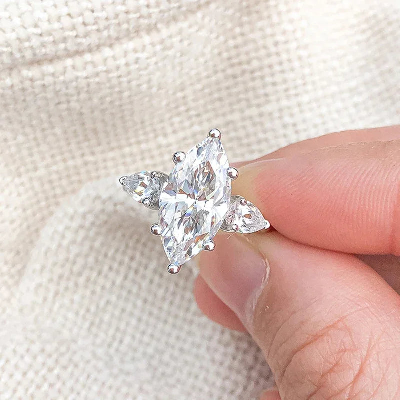 NKHOG 3 Carat Marquise Cut Moissanite Ring