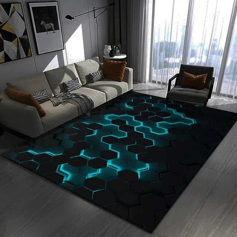 Dazzling 3D Visual Geometry Pattern Carpet